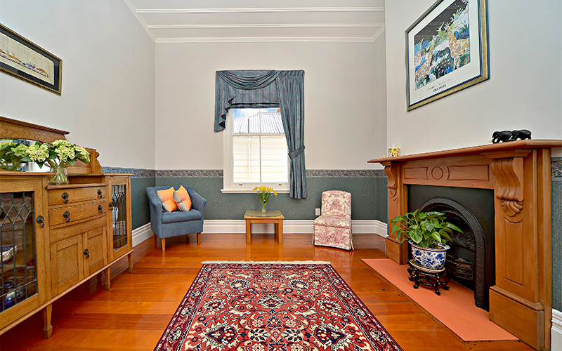 Villa lounge with polished wooden floors